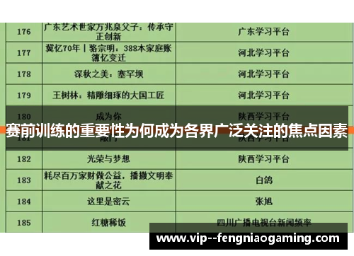 赛前训练的重要性为何成为各界广泛关注的焦点因素 赛前训练的重要性为何成为各界广泛关注的焦点因素